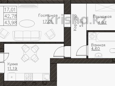 1-комнатная квартира · 44.44 м² · 1/9 этаж, Шамши Калдаяков 51 за 22.7 млн ₸ в Астане, Сарайшык р-н