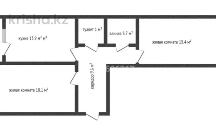 2-бөлмелі пәтер, 64 м², 5/9 қабат, Микрорайон Береке 64, бағасы: 27 млн 〒 в Костанае — фото 2