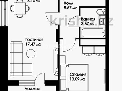 2-бөлмелі пәтер · 51.56 м² · 3/9 қабат, Нажимеденова — A426, бағасы: 23.8 млн ₸ в Астане, Сарайшык р-н