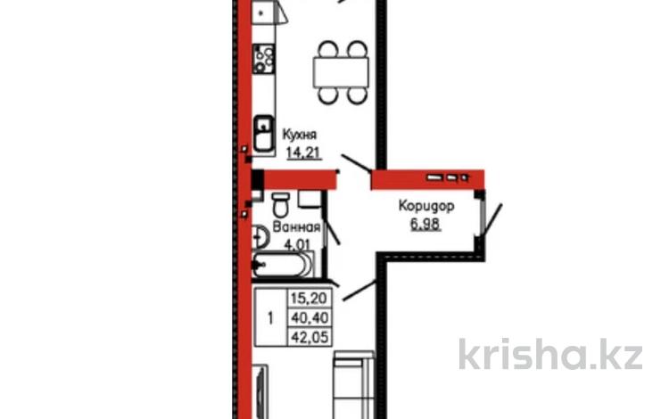 1-комнатная квартира · 42.5 м², Айтматова 19 за ~ 21.3 млн ₸ в Астане, Нура р-н — фото 2