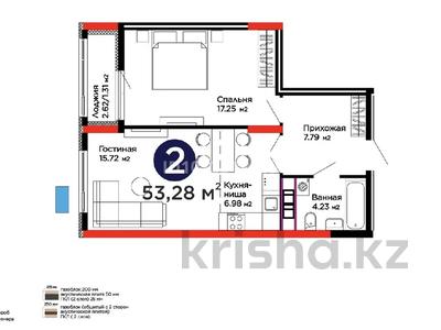 2-бөлмелі пәтер · 53.28 м² · 5/13 қабат, Бухар жырау 31/1, бағасы: 44.5 млн ₸ в Астане, Есильский р-н