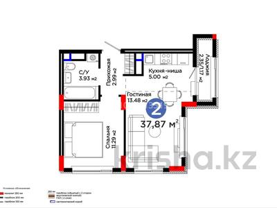 2-бөлмелі пәтер · 37.87 м² · 8/9 қабат, Е 908 23, бағасы: 25 млн ₸ в Астане, Нура р-н