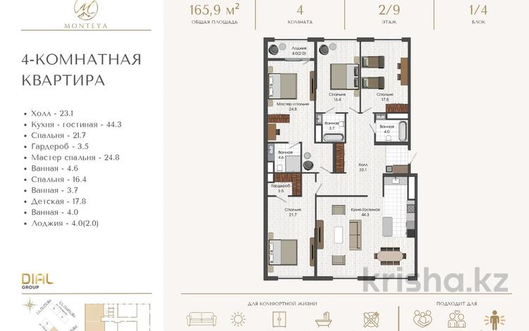 4-бөлмелі пәтер · 165 м² · 2/9 қабат, Нахимова 37б — Альфараби и Маркова, бағасы: 168 млн ₸ в Алматы, Бостандыкский р-н — фото 2