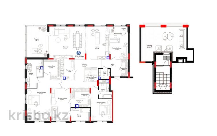 5-комнатная квартира · 268.2 м² · 7/7 этаж, Тасшокы, 4​ 4 — Триатлон парк за 400 млн ₸ в Астане, Алматы р-н — фото 2