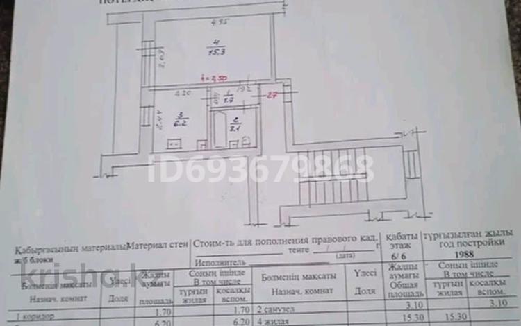 1-комнатная квартира, 26.3 м², 6/6 этаж, Гагарина 12А — 17школа за 6 млн 〒 в Рудном — фото 2