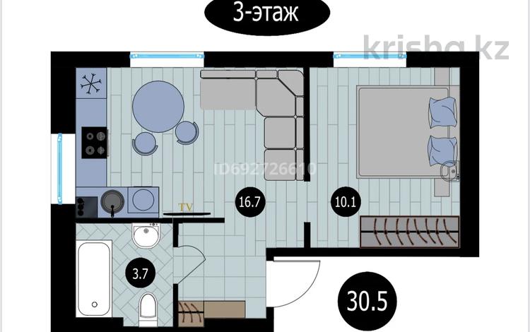 1-комнатная квартира, 30 м², 3/3 этаж, мкр Тепличный, мкр Куаныш 17 А за ~ 23.4 млн 〒 в Алматы, Ауэзовский р-н — фото 18