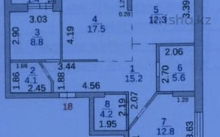 3-комнатная квартира · 84 м² · 5/17 этаж, мкр Юго-Восток 7/1 — Республики- Ашимова, новая площадь за 51 млн ₸ в Караганде, Казыбек би р-н — фото 2