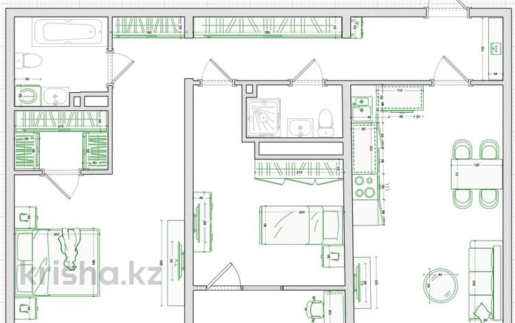 3-комнатная квартира, 75.5 м², 10/12 этаж, Розыбакиева 343 блок 8 — ВИД НА ГОРЫ