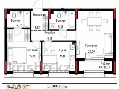 2-комнатная квартира · 65 м² · 2/12 этаж, Пересечение пр. Мәңгілік Ел и ул. Хусейн бен Талал 9/3 — Мангилик ел за 51.6 млн 〒 в Астане, Есильский р-н