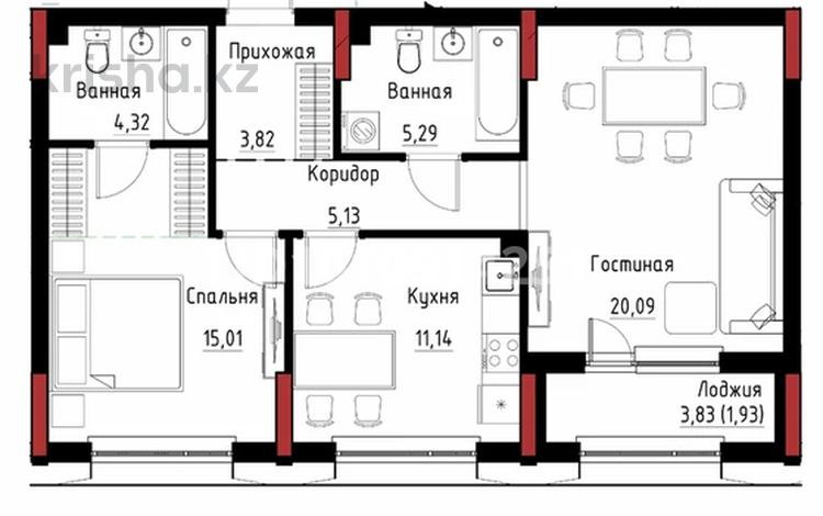 2-комнатная квартира · 65 м² · 2/12 этаж, Пересечение пр. Мәңгілік Ел и ул. Хусейн бен Талал 9/3 — Мангилик ел за 51.6 млн 〒 в Астане, Есильский р-н — фото 2