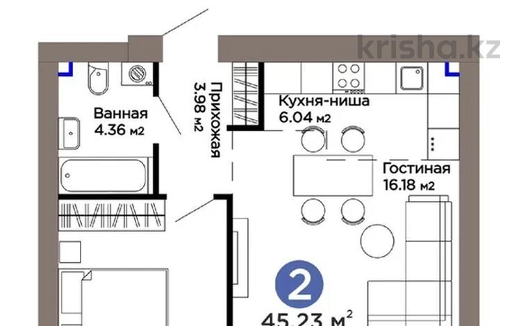2-бөлмелі пәтер · 45.23 м² · 2/8 қабат, Турар Рыскулов — мангилик ел, бағасы: 35 млн ₸ в Астане, Есильский р-н — фото 5