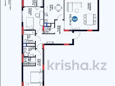 3-комнатная квартира · 104 м² · 3/9 этаж, Е900 6+паркинг за 102 млн ₸ в Астане, Нура р-н