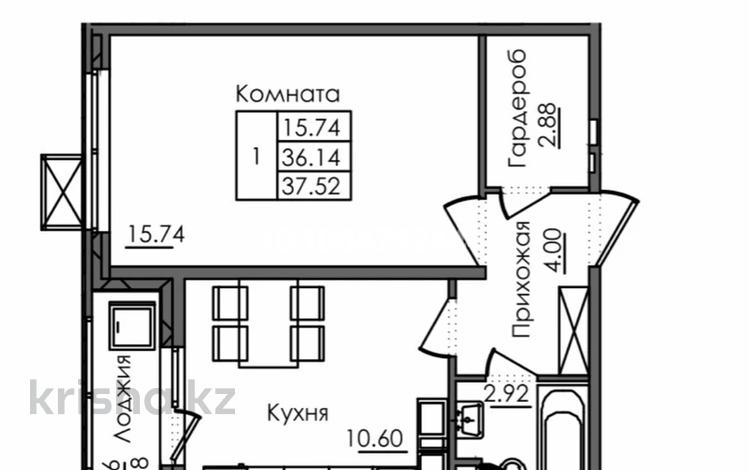 1-бөлмелі пәтер · 37.52 м² · 7/9 қабат, Е117 2, бағасы: 20.5 млн ₸ в Астане, Есильский р-н — фото 2