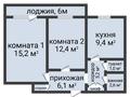 2-бөлмелі пәтер · 53.2 м² · 3/9 қабат, Пушкина 175, бағасы: 23.5 млн ₸ в Костанае — фото 2