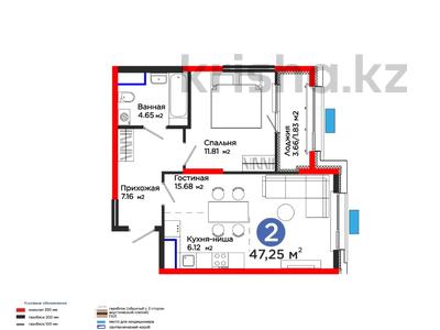 2-бөлмелі пәтер · 48 м², Калдаякова, бағасы: ~ 24.7 млн ₸ в Шымкенте, Туран р-н
