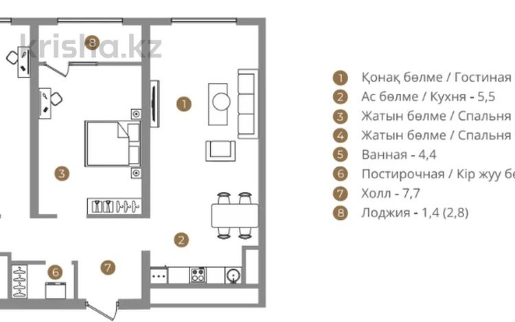 3-комнатная квартира · 71.7 м² · 4/15 этаж, Райымбека 210 за ~ 48.4 млн ₸ в Алматы, Алмалинский р-н — фото 2