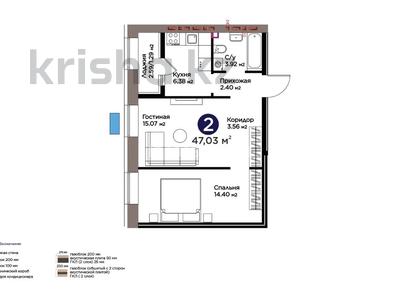 2-бөлмелі пәтер · 47 м² · 3/9 қабат, Шоссе Коргалжын 24/2, бағасы: 31 млн ₸ в Астане, Нура р-н