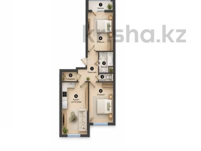 3-бөлмелі пәтер · 71.7 м² · 5/7 қабат, Естай — Новый Апорт, Документы, Ключи, бағасы: 28 млн ₸ в 