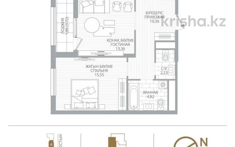 3-бөлмелі пәтер · 76.6 м² · 16/16 қабат, Туран 39 — Без комиссии, бағасы: ~ 54.3 млн ₸ в Астане, Нура р-н — фото 2