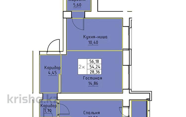 2-комнатная квартира, 56.18 м², 7/12 этаж, Калдаякова б/н — А52 за ~ 15.7 млн 〒 в Астане, Алматы р-н — фото 2