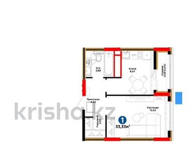 1-комнатная квартира · 33.33 м² · 15/17 этаж, Е 908 23 за 22.6 млн ₸ в Астане, Нура р-н