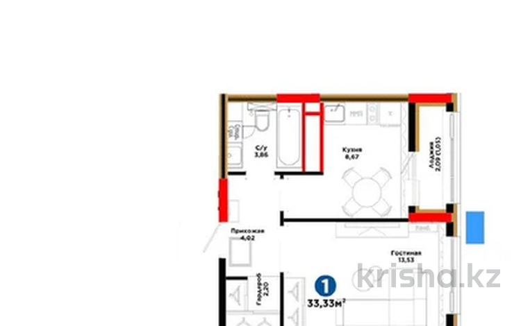 1-бөлмелі пәтер · 33.33 м² · 15/17 қабат, Е 908 23, бағасы: 22.6 млн ₸ в Астане, Нура р-н — фото 3