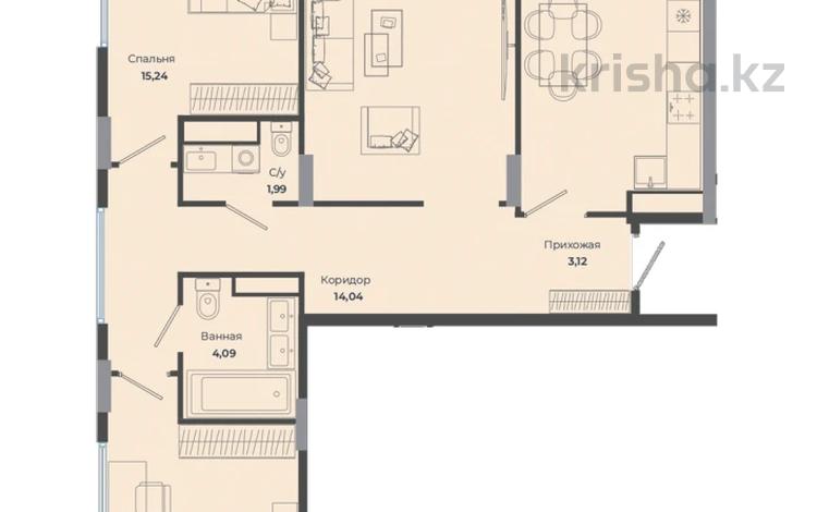 3-комнатная квартира · 86 м² · 11/12 этаж, Сыганак 4