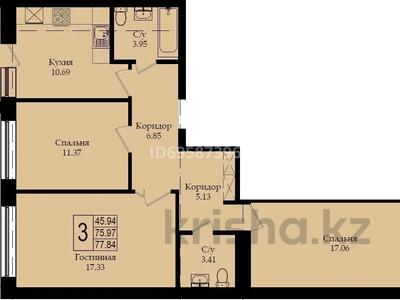 3-комнатная квартира, 78 м², 6/12 этаж, Айтматова Е164 за 19 млн 〒 в Астане, Нура р-н