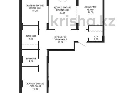 3-комнатная квартира · 96.24 м² · 11/21 этаж, Достык 8/5 за ~ 73.5 млн ₸ в Астане, Есильский р-н