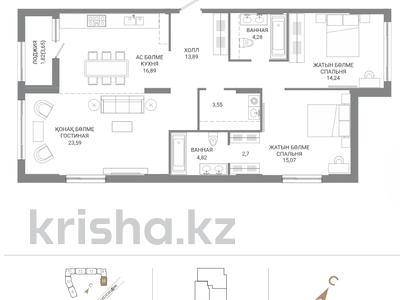 3-комнатная квартира · 100.85 м² · 4/12 этаж, А 32 2Б — БЕЗ КОМИССИИ! Выбор по этажам! за ~ 89.5 млн ₸ в Астане