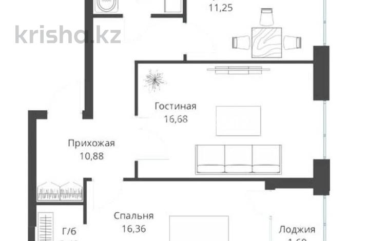 2-бөлмелі пәтер · 64.2 м² · 2/9 қабат, Култегин 4, бағасы: 35 млн ₸ в Астане, Нура р-н — фото 2