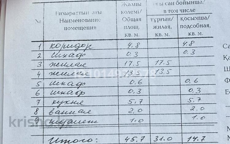 2-бөлмелі пәтер · 45.7 м² · 1/5 қабат, 50 лет октября 84, бағасы: 8 млн ₸ в Рудном — фото 2