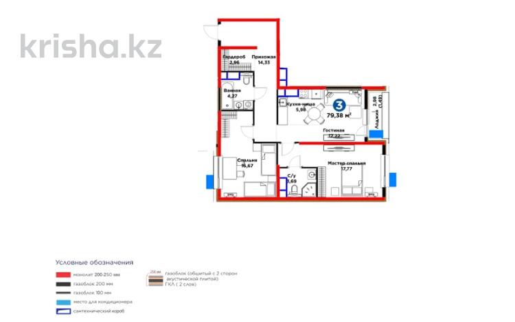 3-бөлмелі пәтер · 80 м², Жасыл желек, бағасы: 42.3 млн ₸ в Шымкенте, Каратауский р-н — фото 17