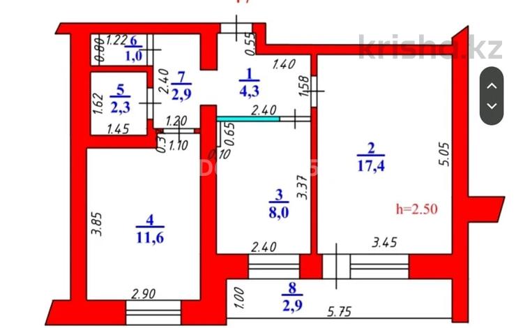 2-комнатная квартира · 50.4 м² · 6/9 этаж, проспект Абая 108 за 18 млн ₸ в Уральске — фото 9
