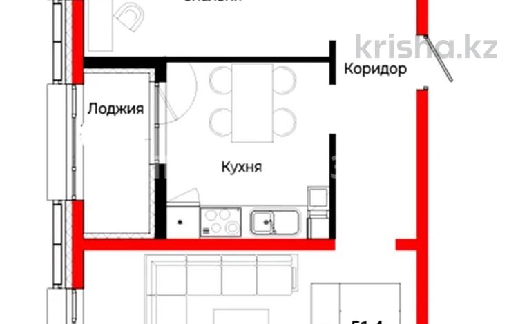 2-комнатная квартира · 51.4 м² · 7/9 этаж, ул. Чингиза Айтматова 21 за 28.5 млн ₸ в Астане, Есильский р-н — фото 2