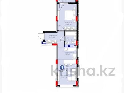 1-бөлмелі пәтер · 45 м² · 3/9 қабат, Аль-Фараби 46/24, бағасы: 25.5 млн ₸ в Астане, Есильский р-н