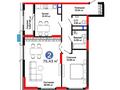 2-бөлмелі пәтер · 75.43 м², Турар Рыскулова 1/1 — Самая низкая цена, бағасы: 70 млн ₸ в Астане, Есильский р-н — фото 3