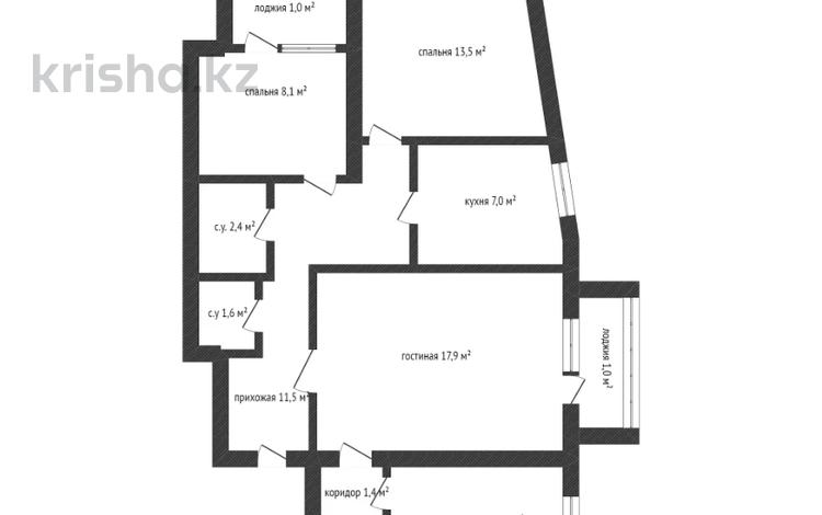 4-комнатная квартира, 75.7 м², 11/12 этаж, Абая 135 за 22 млн 〒 в Кокшетау — фото 2