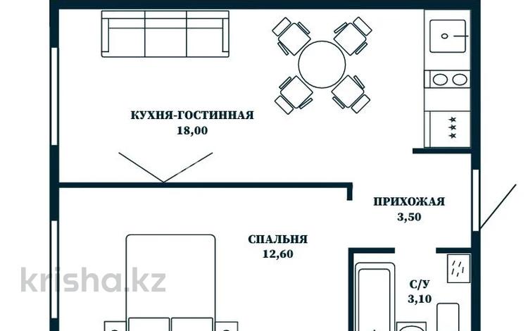 1-комнатная квартира · 36.8 м² · 8/10 этаж, Мухамедханова 28 за 16 млн ₸ в Астане, Нура р-н — фото 2