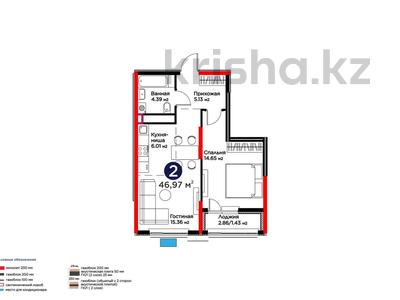 2-бөлмелі пәтер · 47 м² · 6/9 қабат, Е 908 23, бағасы: 29.9 млн ₸ в Астане, Нура р-н