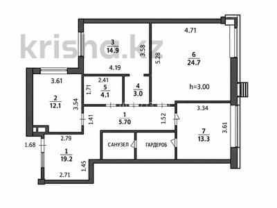 3-комнатная квартира · 100 м² · 12/17 этаж, Толе би 52 за 138 млн ₸ в Астане, Нура р-н