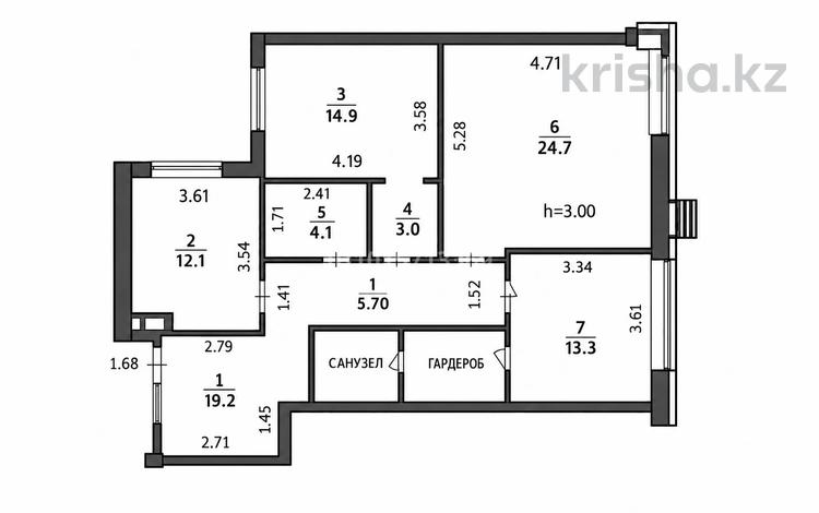 3-комнатная квартира · 100 м² · 12/17 этаж, Толе би 52 за 138 млн ₸ в Астане, Нура р-н — фото 2