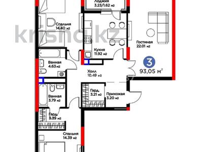 3-бөлмелі пәтер · 94 м² · 12/14 қабат, Сагадат Нурмагамбетов 17, бағасы: 60 млн ₸ в Астане, Сарайшык р-н