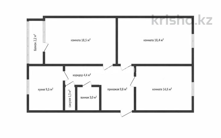 3-комнатная квартира · 82 м² · 4/5 этаж, Юбилейный за 36.2 млн ₸ в Костанае — фото 29