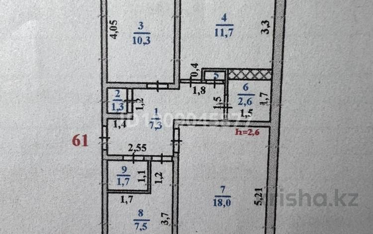 3-бөлмелі пәтер · 65 м² · 3/5 қабат, 3-й микрорайон, 3-й микрорайон 1, бағасы: 39 млн ₸ в Шымкенте, Туран р-н — фото 2