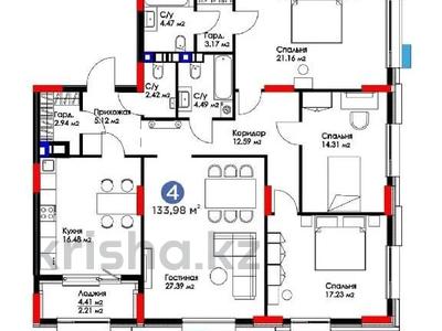 4-комнатная квартира, 133.98 м², 4/8 этаж, Толе би 52 за 96 млн 〒 в Астане, Есильский р-н