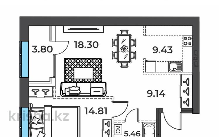 2-бөлмелі пәтер · 59 м² · 7/8 қабат, мкр. Алтын орда, Микрорайон Алтын Орда 351, бағасы: 26.5 млн ₸ в Актобе — фото 5