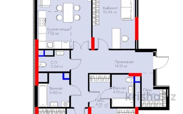4-бөлмелі пәтер · 114.16 м² · 5/9 қабат, Турар Рыскулов 18 — БИЗНЕС КЛАСС, бағасы: 81 млн ₸ в Астане, Есильский р-н — фото 4