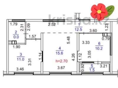 2-бөлмелі пәтер · 55 м² · 4/6 қабат, Бауыржана Момышулы 11/14а, бағасы: 37.9 млн ₸ в Алматы, Алатауский р-н