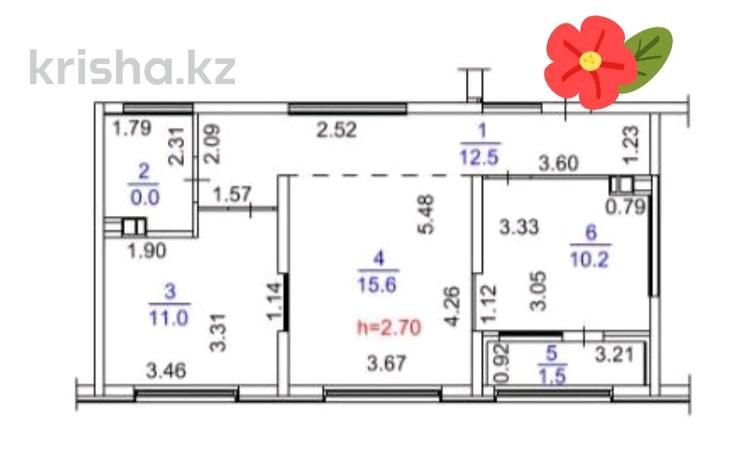 2-бөлмелі пәтер · 55 м² · 4/6 қабат, Бауыржана Момышулы 11/14а, бағасы: 37.9 млн ₸ в Алматы, Алатауский р-н — фото 3